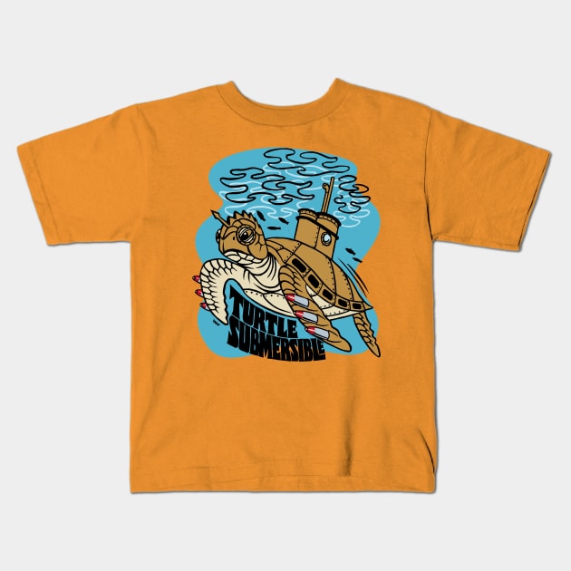 Turtle Submersible Kids T-Shirt by WonderWebb